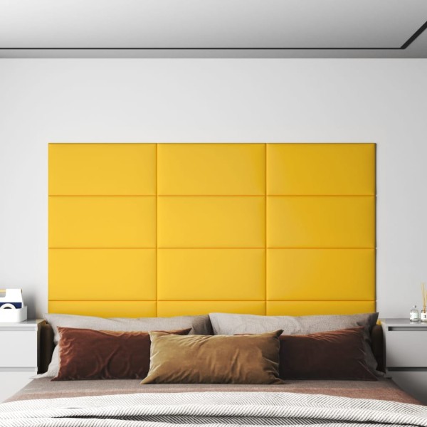 Paneles de pared 12 uds terciopelo amarillo 60x30 cm 2,16 m²