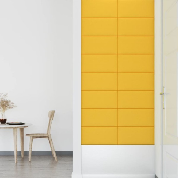 Paneles de pared 12 uds terciopelo amarillo 60x30 cm 2,16 m²