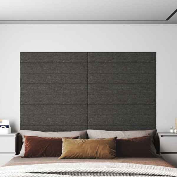 Paneles de pared 12 uds tela gris oscuro 90x15 cm 1,62 m²