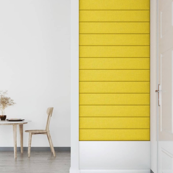 Paneles de pared 12 uds tela amarillo claro 90x15 cm 1,62 m²