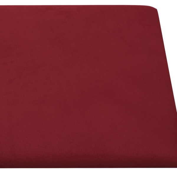 Paneles de pared 12 uds terciopelo rojo tinto 90x15 cm 1,62 m²