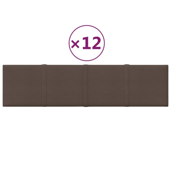 Paneles de pared 12 uds tela gris taupe 60x15 cm 1,08 m²