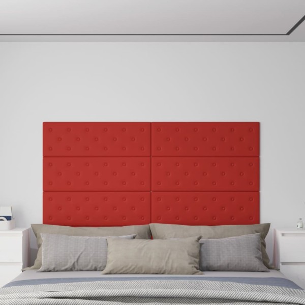 Paneles pared 12 uds cuero sintético rojo tinto 90x30 cm 3,24m²