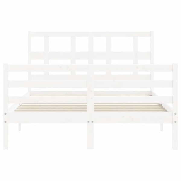 Estructura de cama con cabecero madera maciza blanco 140x190 cm