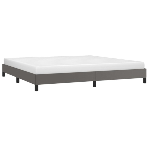 Estructura de cama de cuero sintético gris 200x200 cm