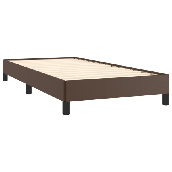 Estructura de cama cuero sintético marrón 90x190 cm