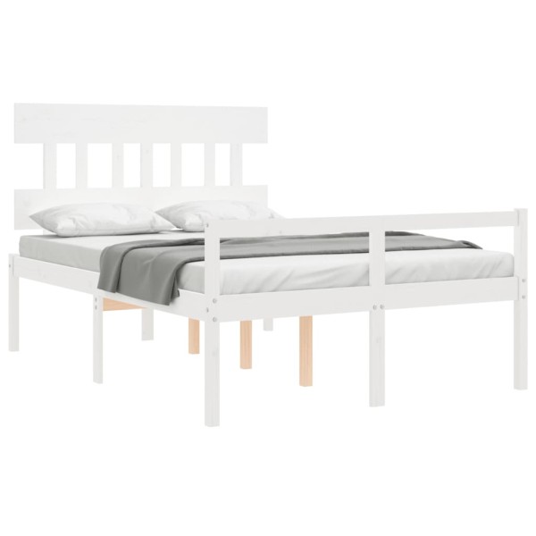 Cama para personas mayores con cabecero madera maciza blanco