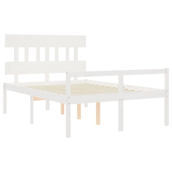 Cama para personas mayores con cabecero madera maciza blanco