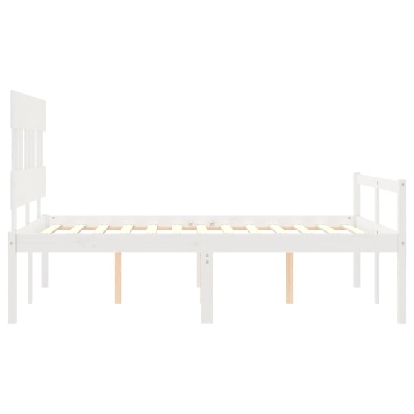 Cama para personas mayores con cabecero madera maciza blanco