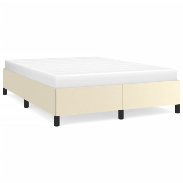 Estructura de cama de cuero sintético color crema 140x190 cm