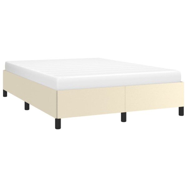 Estructura de cama de cuero sintético color crema 140x190 cm