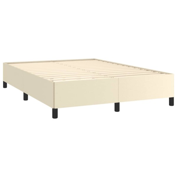 Estructura de cama de cuero sintético color crema 140x190 cm