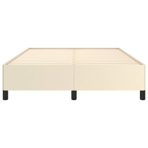 Estructura de cama de cuero sintético color crema 140x190 cm