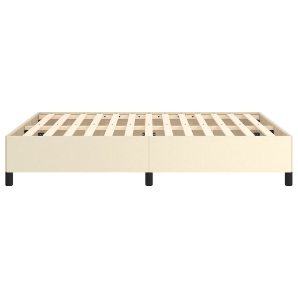 Estructura de cama de cuero sintético color crema 140x190 cm