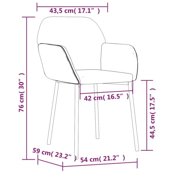 Sillas de comedor 2 unidades terciopelo gris claro