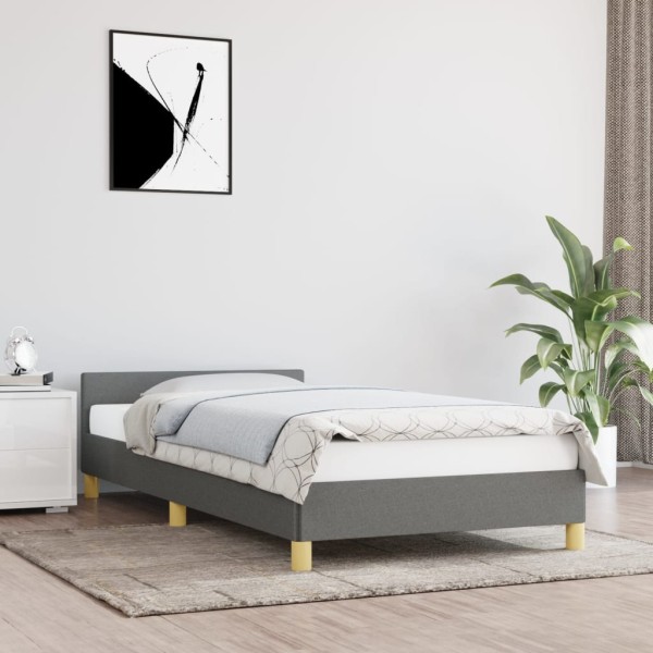 Estructura de cama con cabecero de tela gris oscuro 80x200 cm