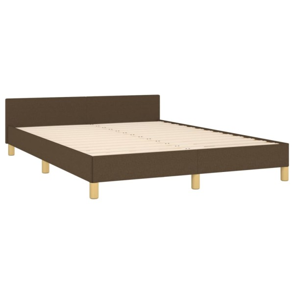 Estructura de cama con cabecero de tela marrón oscuro 140x190cm