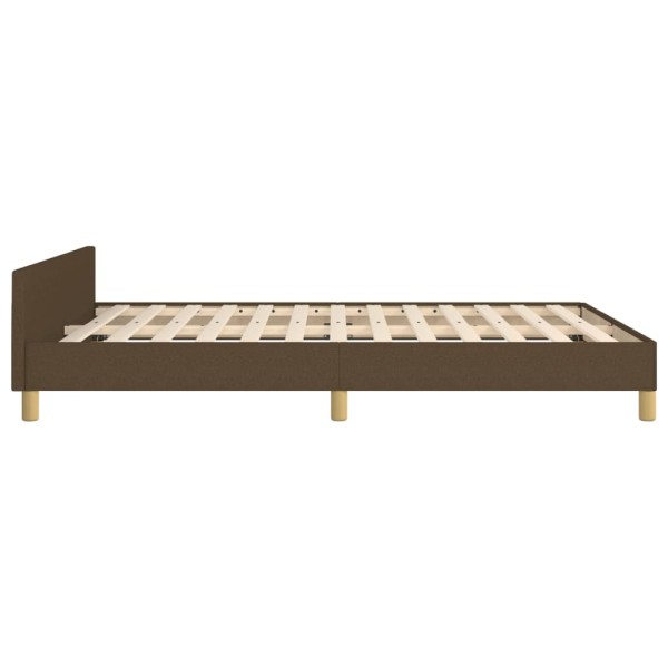 Estructura de cama con cabecero de tela marrón oscuro 140x190cm