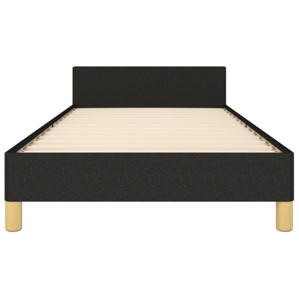 Estructura de cama con cabecero de tela negro 90x190 cm