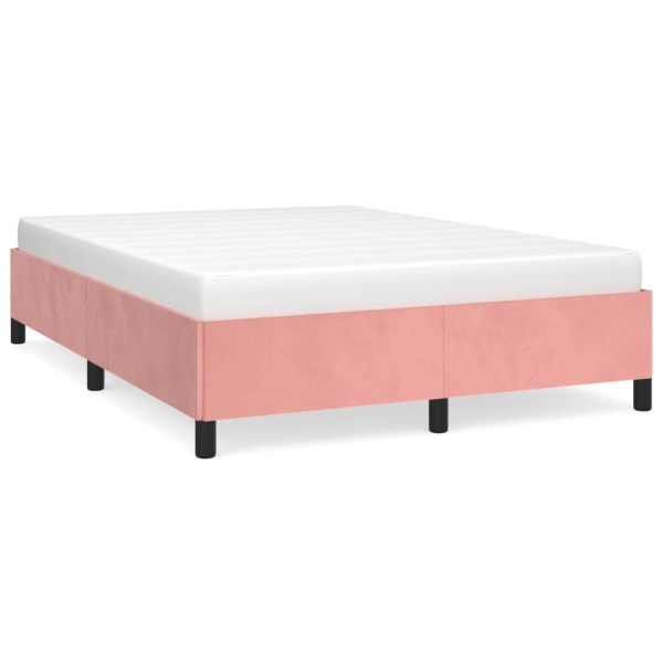 Estructura de cama de terciopelo rosa 140x190 cm