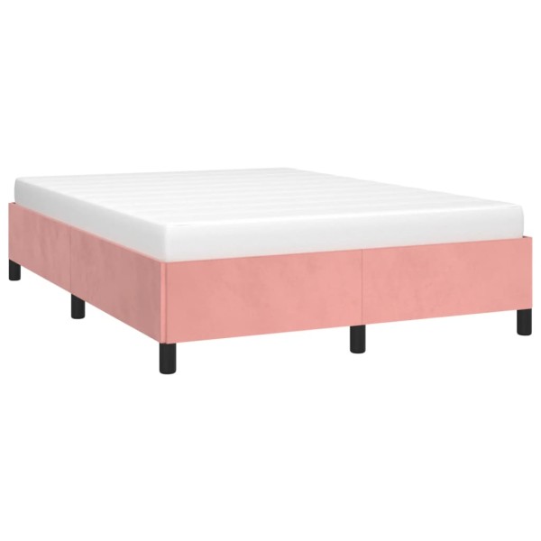 Estructura de cama de terciopelo rosa 140x190 cm