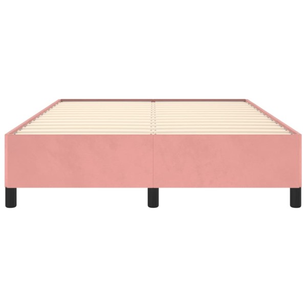 Estructura de cama de terciopelo rosa 140x190 cm