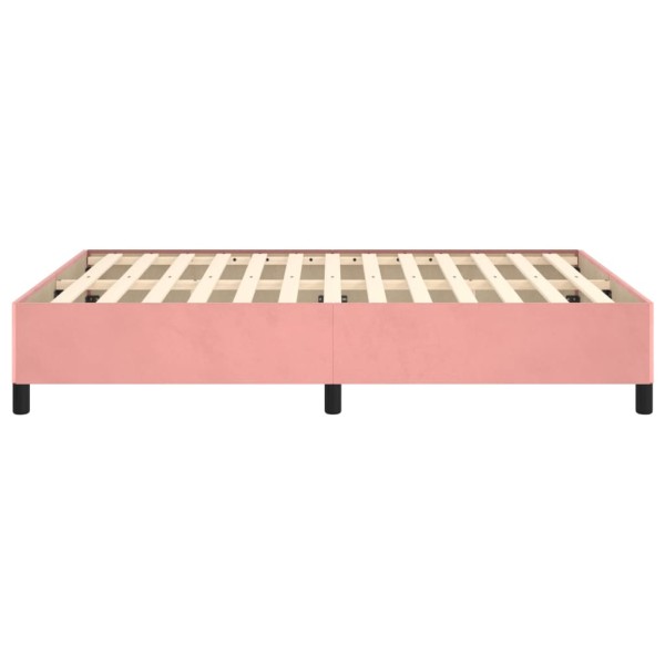 Estructura de cama de terciopelo rosa 140x190 cm