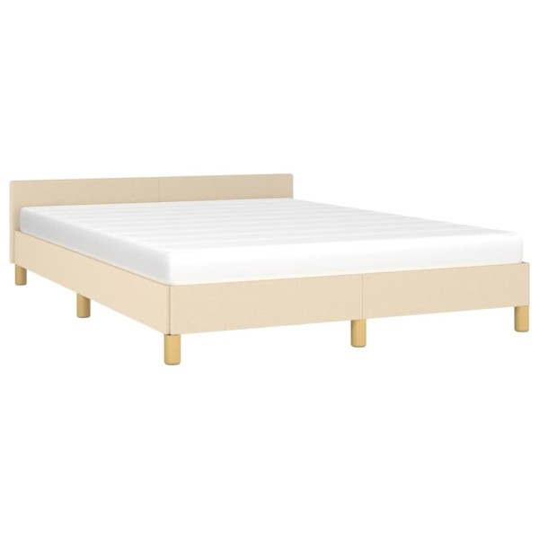 Estructura de cama con cabecero de tela color crema 140x190 cm