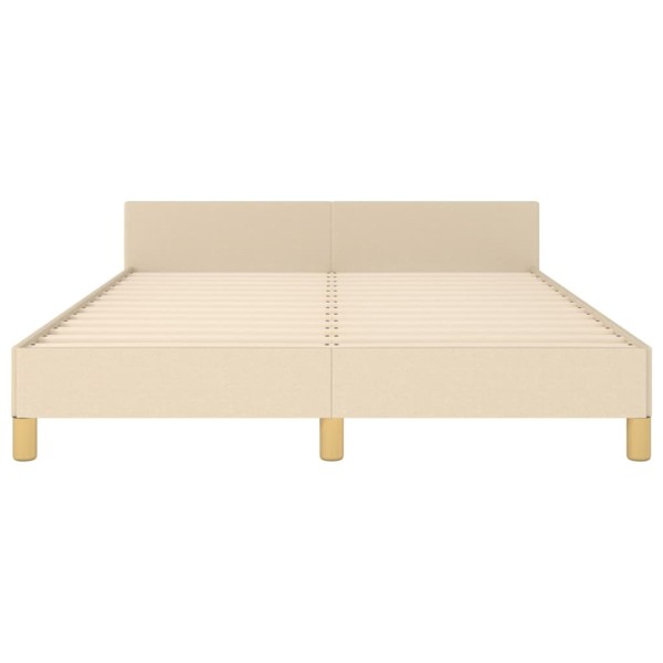 Estructura de cama con cabecero de tela color crema 140x190 cm