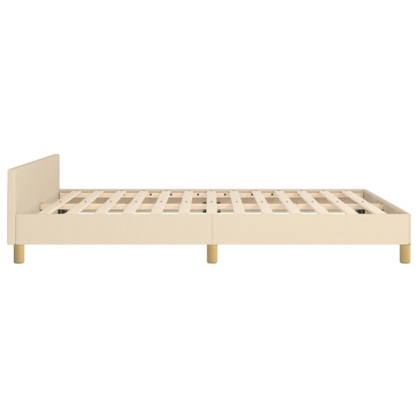 Estructura de cama con cabecero de tela color crema 140x190 cm