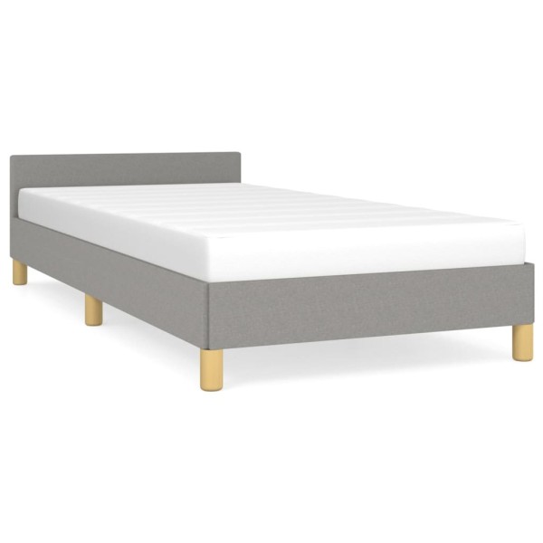 Estructura de cama con cabecero de tela gris claro 90x190 cm