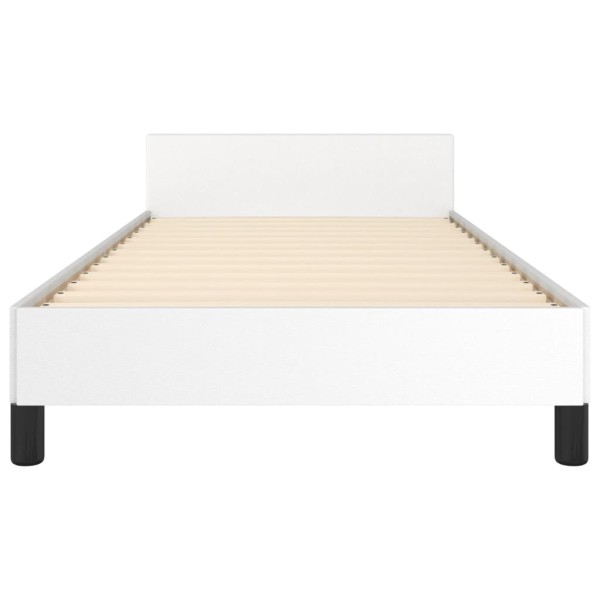 Estructura de cama cabecero cuero sintético blanco 100x200 cm