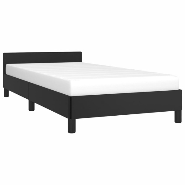 Estructura de cama con cabecero cuero sintético negro 80x200 cm