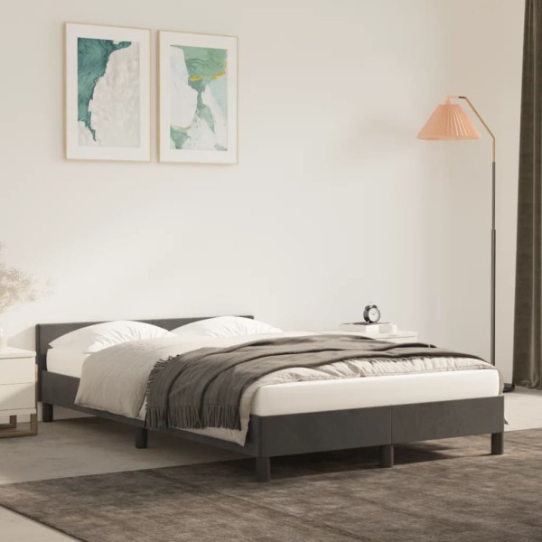 Estructura cama con cabecero terciopelo gris oscuro 120x200 cm