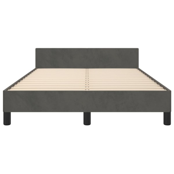 Estructura cama con cabecero terciopelo gris oscuro 120x200 cm