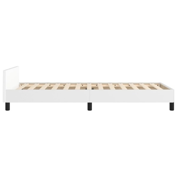 Estructura de cama con cabecero cuero sintético blanco 90x200cm