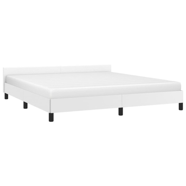 Estructura de cama cabecero cuero sintético blanco 160x200 cm