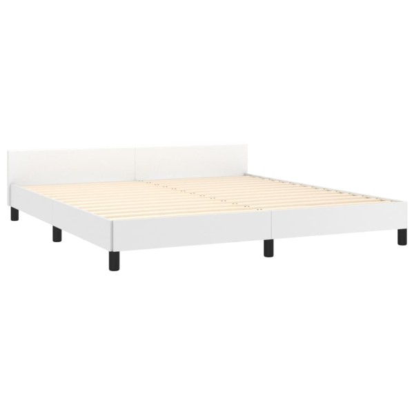 Estructura de cama cabecero cuero sintético blanco 160x200 cm