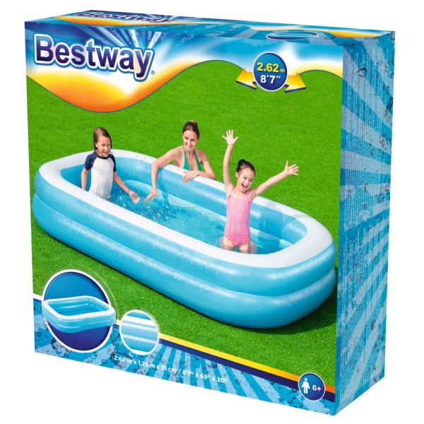 Bestway Piscina familiar inflable rectangular azul blanco