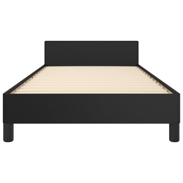 Estructura de cama con cabecero cuero sintético negro 90x190 cm