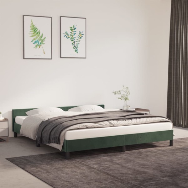 Estructura cama con cabecero terciopelo verde oscuro 180x200 cm