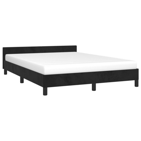 Estructura de cama con cabecero de terciopelo negro 140x190 cm