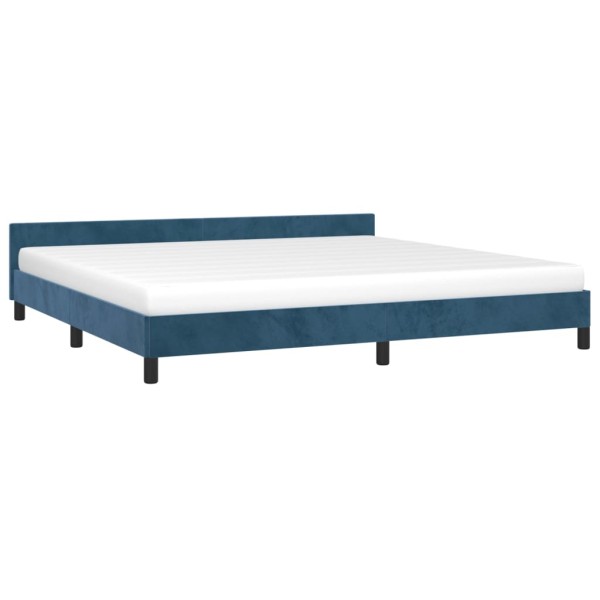 Estructura cama con cabecero terciopelo azul oscuro 200x200 cm