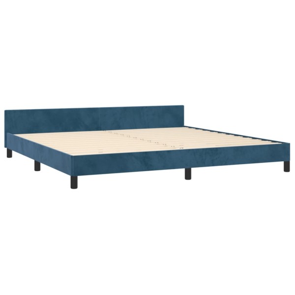 Estructura cama con cabecero terciopelo azul oscuro 200x200 cm