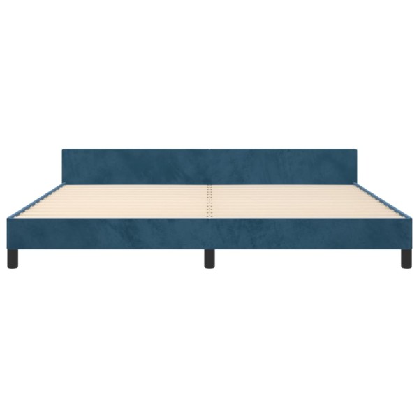 Estructura cama con cabecero terciopelo azul oscuro 200x200 cm