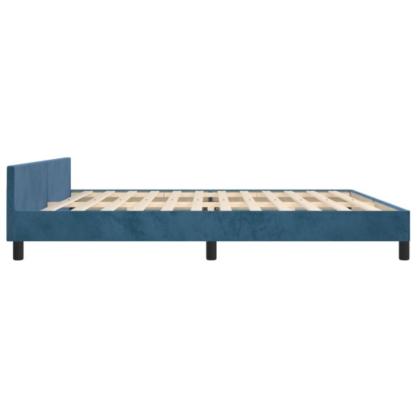 Estructura cama con cabecero terciopelo azul oscuro 200x200 cm