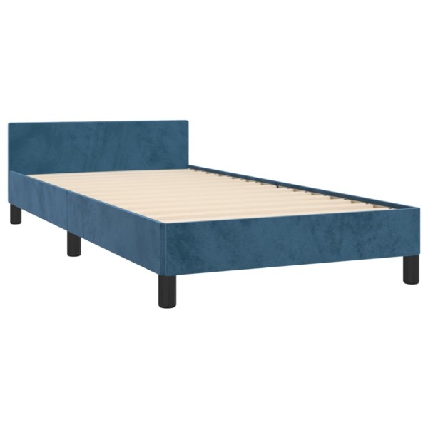 Estructura cama con cabecero terciopelo azul oscuro 80x200 cm