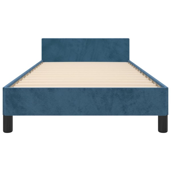 Estructura cama con cabecero terciopelo azul oscuro 80x200 cm