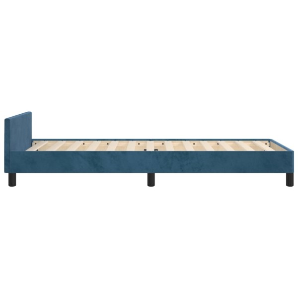 Estructura cama con cabecero terciopelo azul oscuro 80x200 cm