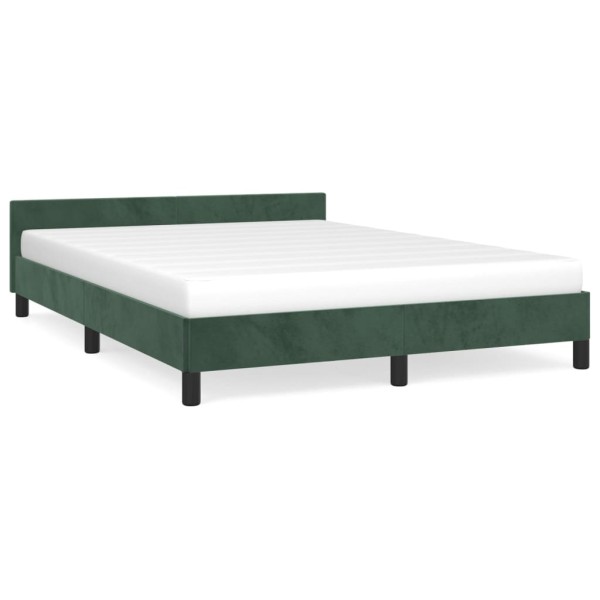 Estructura cama con cabecero terciopelo verde oscuro 140x200 cm